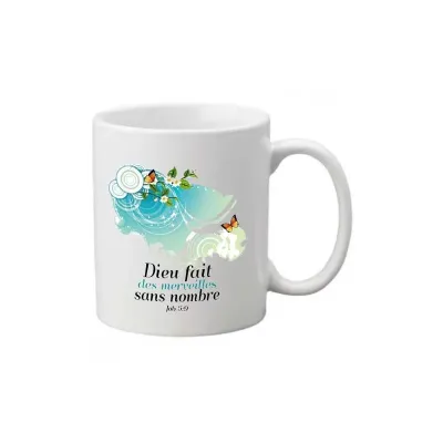 Mug "Dieu fait des merveilles sans nombre" - Job 5.9