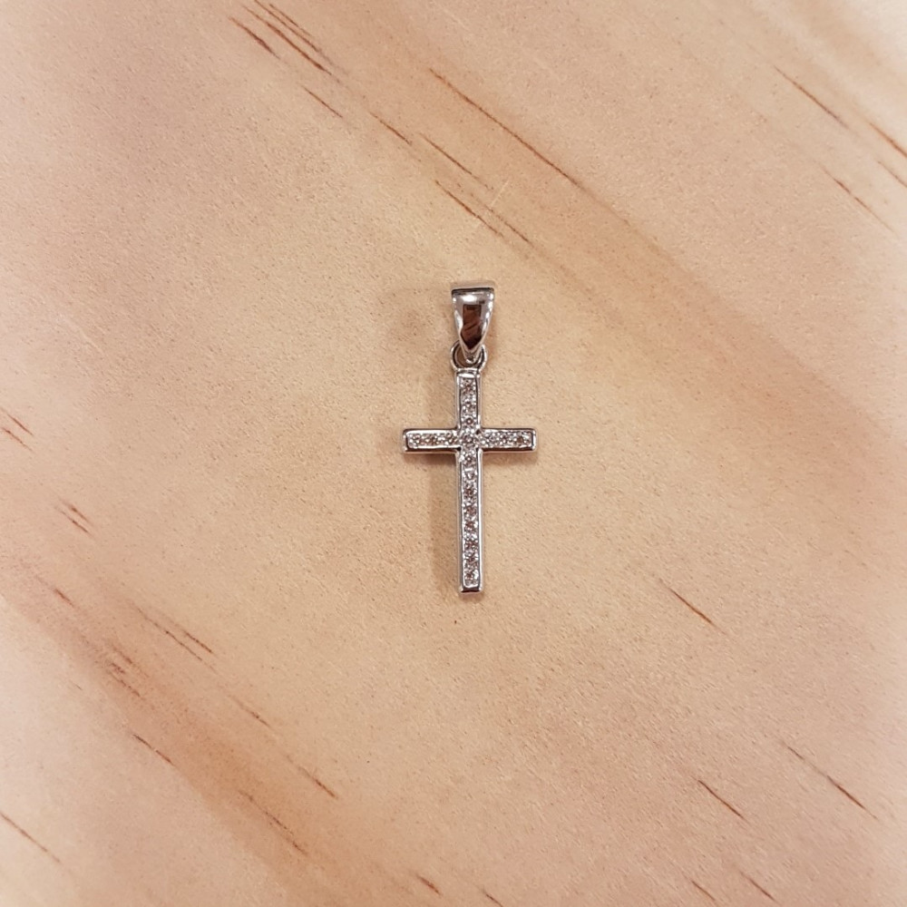 Pendentif Croix Argent 0.66 g et Brillants