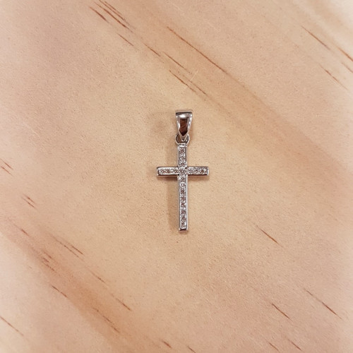 Pendentif Croix Argent 0.66 g et Brillants