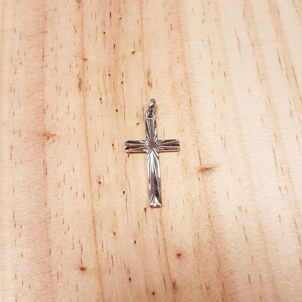 Pendentif Croix striée Argent 1.15 g [grande]