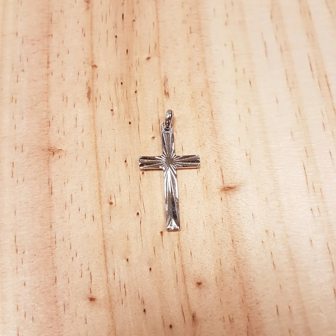 Pendentif Croix striée Argent 1.15 g [grande]