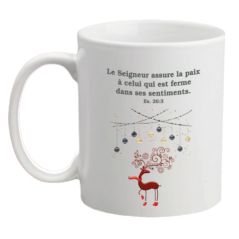 Mug Joyeux Noël et Bonne Année - "Le Seigneur assure la Paix […]" Es 26.3