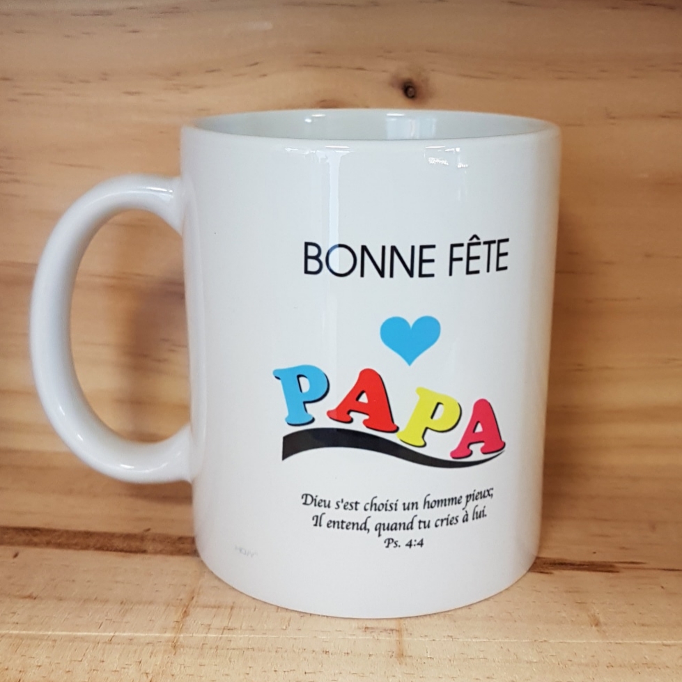 Mug "Dieu s'est choisi un homme" Ps 4.4 - Bonne fête papa