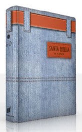 Espagnol, Bible RVR 1960, gros caractères, jeans, avec zipper et onglets, ceinture marron