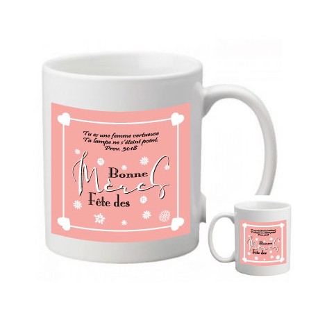 Mug "Tu es une femme vertueuse..' Proverbe 31.18 - Fête des mères