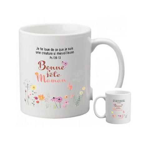 Mug "Je te loue…" Psaume 139.13 - Fête des mères