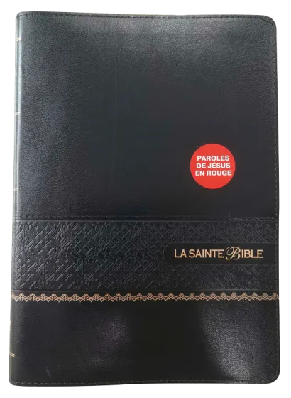 Bible Segond 1910, gros caractères, similicuir noir - couverture souple, avec onglets, paroles de...