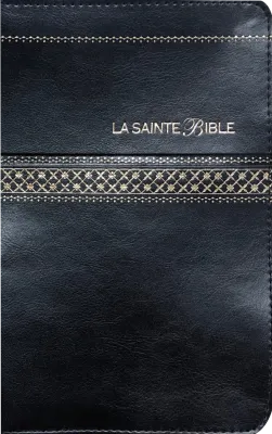 Bible Segond 1910, similicuir noir - tranches or, fermeture éclair, onglets