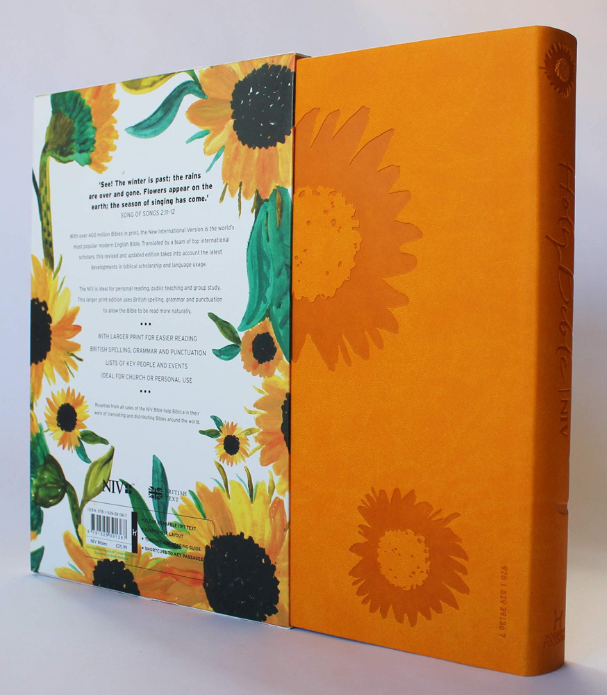 Anglais, Bible NIV, gros caractères, sous étui cartonné illustré tournesol - Larger Print Bible,...