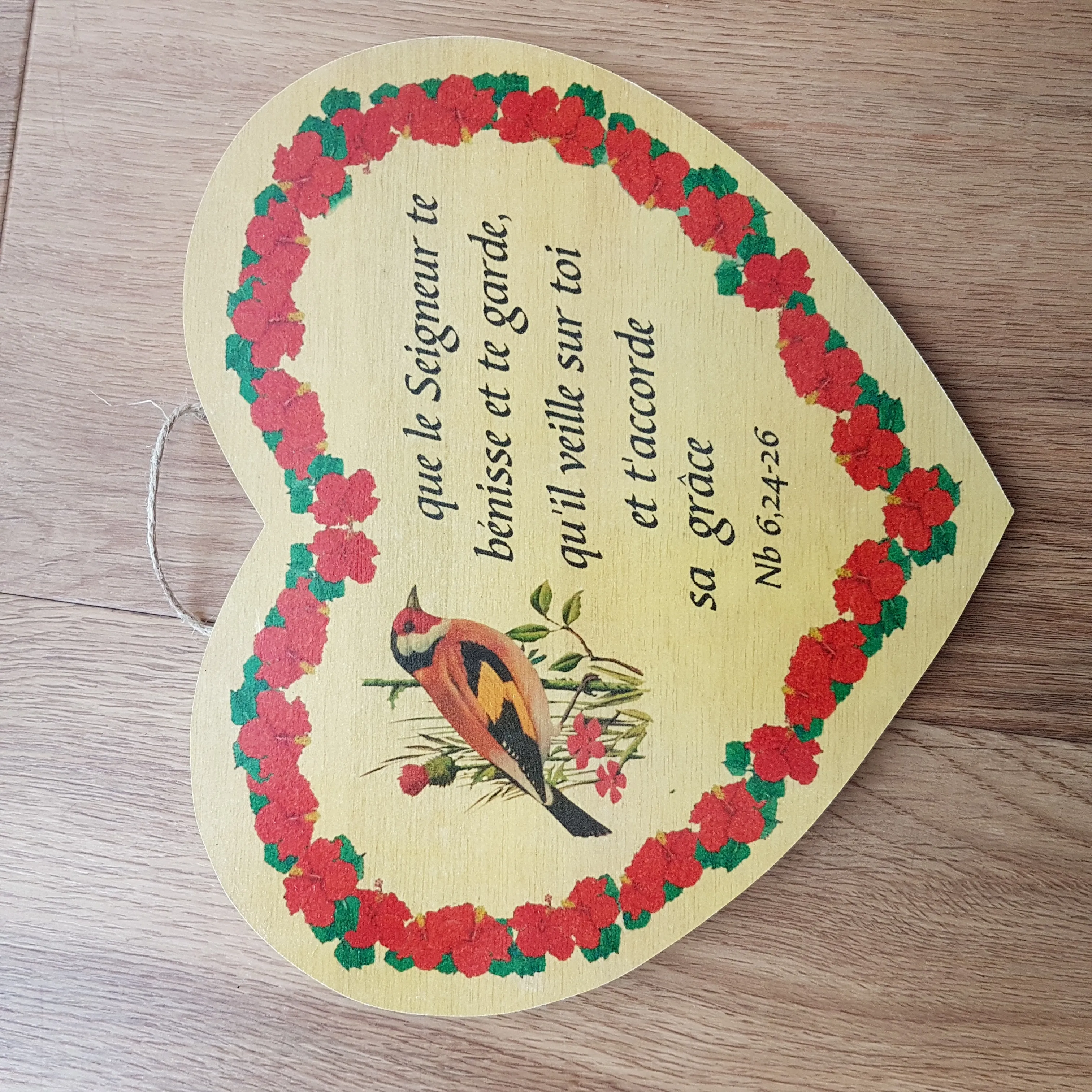 Bois cœur "Que le Seigneur te bénisse et te garde…"Nombres 6:24