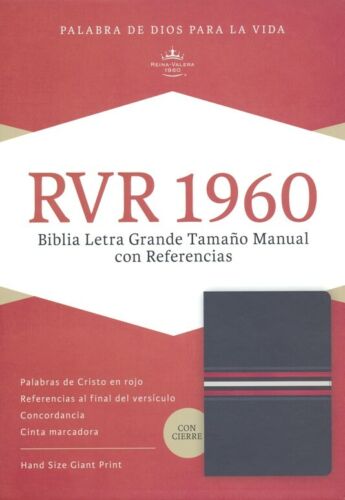 Espagnol,Bible,Reina Valera 1960, gros caractères Bible, cuir bleu marine avec fermeture éclair
