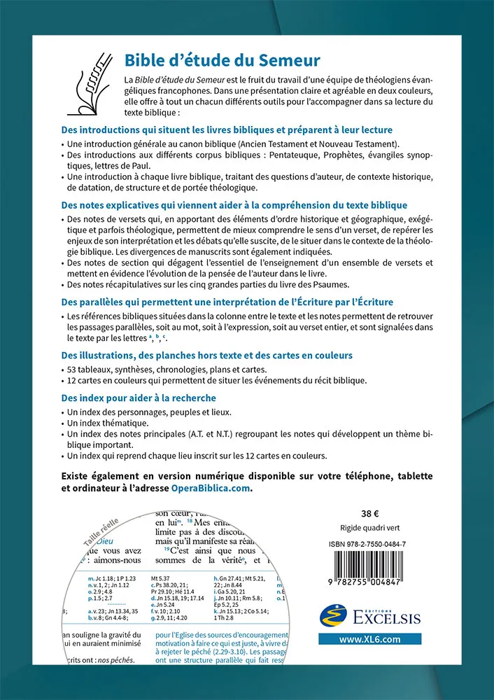 Bible d'étude Semeur 2015 - couverture rigide verte, olivier, tranche blanche