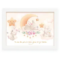 Cadre poster enfant Lapin - [collection Mes animaux tout doux]