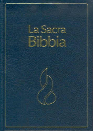 Italien, Bible Nuova Riveduta d'étude à parallèles - rigide bleu, similicuir, tranche blanche
