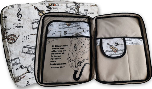 Organiseur tissu imprimé, Psaume 57.7 à l’intérieur