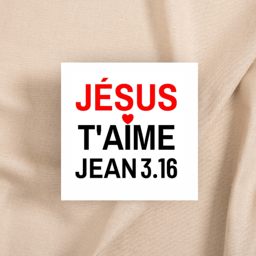 Autocollant "Jésus t'aime - Jean 3.16" - carré 7,5 cm