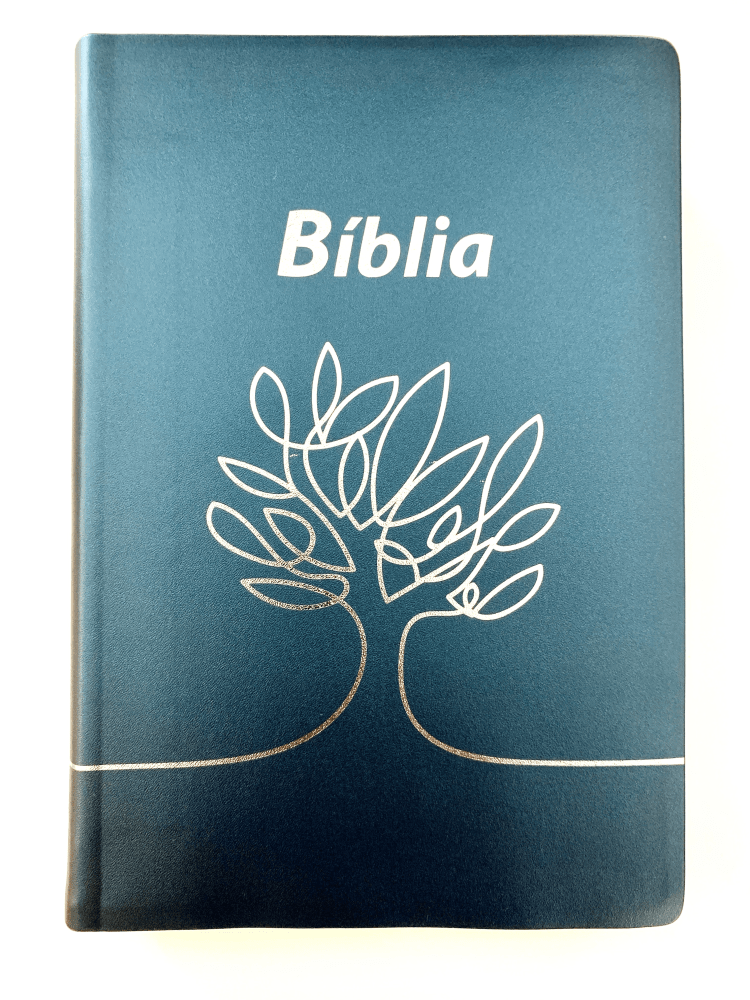 Portugais, Bible Almeida RC, révisée et corrigée - souple, bleu métallique, couverture illustrée...